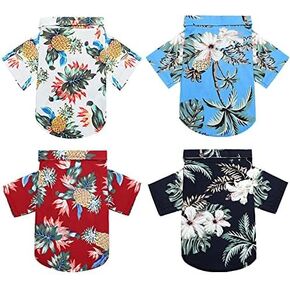4 Pieces Pet Summer T-Shirts Hawaii Style Floral Dog Shirt Hawaiian Printed Pet T-Shirts Breathable Cool Clothes Beach Seaside Puppy Shirt Sweatshirt for Small Puppy (Cute Style, X-Small) in Saudi Arabia