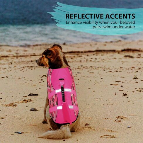 Queenmore Dog Life Jacket Ripstop Dog Safety Vest Adjustable Preserver with High Buoyancy and Durable Rescue Handle for Small,Medium,Large Dogs, Grey Shark Medium in Kuwait