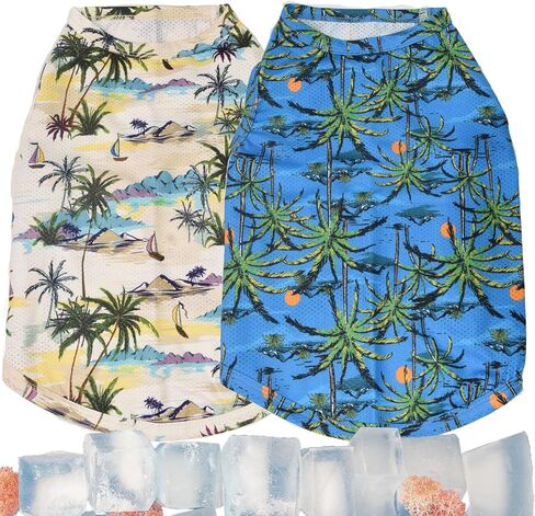 Dog Hawaiian Shirts,Wettable Water, Instant Cooling, Air-mesh Fabric Dog UV Shirt,Dog Cooling Shirts,Quick Dry Sun T-Shirt for Small Medium Large Dog Breed,Girl Boy Dogs Outfit,2Pack. in Kuwait