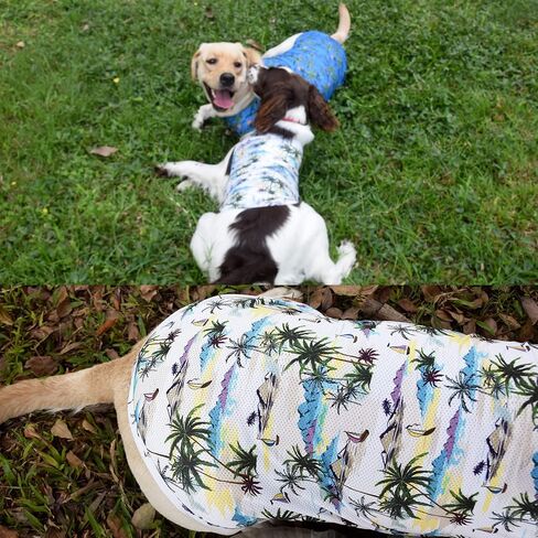 Dog Hawaiian Shirts,Wettable Water, Instant Cooling, Air-mesh Fabric Dog UV Shirt,Dog Cooling Shirts,Quick Dry Sun T-Shirt for Small Medium Large Dog Breed,Girl Boy Dogs Outfit,2Pack. in Kuwait
