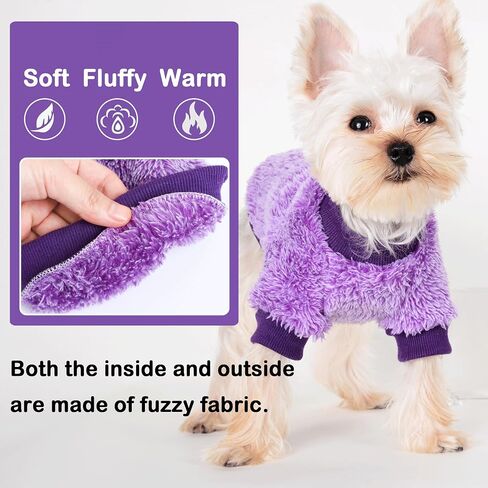 Dog Sweater Sweaters for Small Dogs Girl Purple Fleece Clothes Winter Soft Thickening Warm Puppy Boy Teacup Yorkie Chihuahua (XXS,Pink) in Kuwait