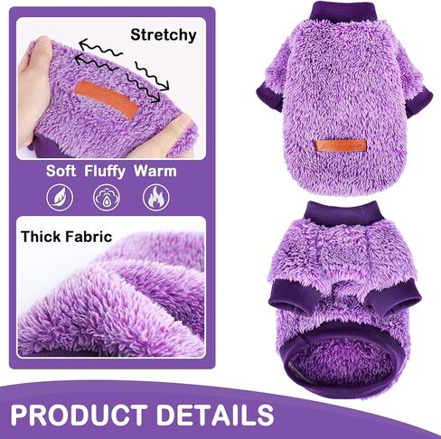 Dog Sweater Sweaters for Small Dogs Girl Purple Fleece Clothes Winter Soft Thickening Warm Puppy Boy Teacup Yorkie Chihuahua (XXS,Pink) in Kuwait