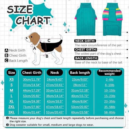Small Dog Sweater, Turtleneck Pullover with Sleeves, Green S in Kuwait