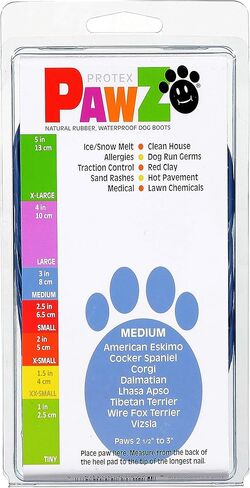 PawZ Rubber Dog Boots for Paws up to 3", 24 Total (2 Packs of 12) - All-Weather Dog Booties for Hot Pavement, Snow, Mud, and Rain - Waterproof, Anti Slip Dog Socks - Medium, Blue in Saudi Arabia