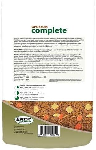 Exotic Nutrition Opossum Complete - Nutritionally Complete Healthy Pellet Diet - Food for Short-Tailed & Virginia Opossums (1 lb.) in Kuwait