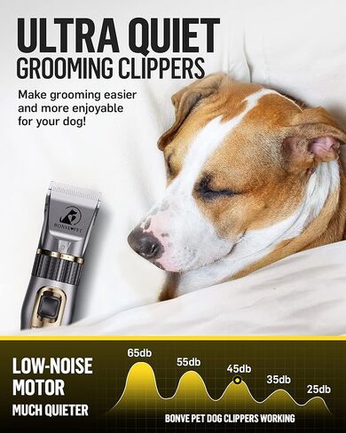Dog Clippers, Dog Grooming Kit Cordless Noiseless Dog Grooming Clippers Professional Rechargeable Dog Trimmer Electric Hair Clippers for Thick Coats Pets Dogs Cats in Kuwait