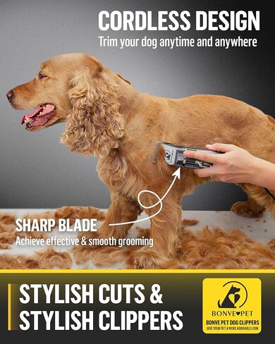 Dog Clippers, Dog Grooming Kit Cordless Noiseless Dog Grooming Clippers Professional Rechargeable Dog Trimmer Electric Hair Clippers for Thick Coats Pets Dogs Cats in Kuwait