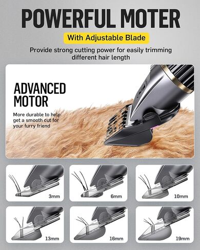 Dog Clippers, Dog Grooming Kit Cordless Noiseless Dog Grooming Clippers Professional Rechargeable Dog Trimmer Electric Hair Clippers for Thick Coats Pets Dogs Cats in Kuwait