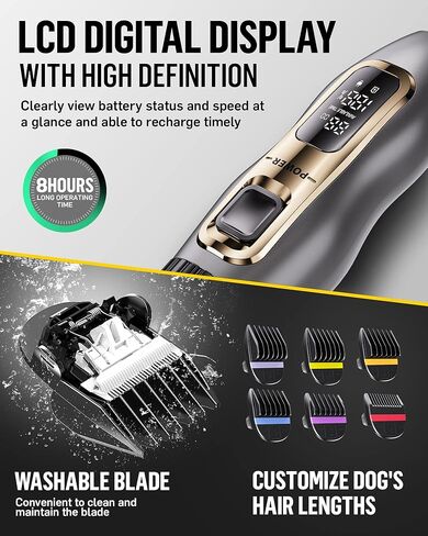 Dog Clippers, Dog Grooming Kit Cordless Noiseless Dog Grooming Clippers Professional Rechargeable Dog Trimmer Electric Hair Clippers for Thick Coats Pets Dogs Cats in Kuwait