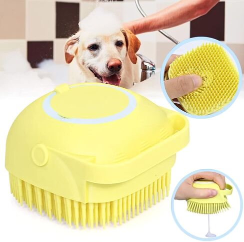 Dog Cat Bath Brush Comb Silicone Rubber Dog Grooming Brush Silicone Puppy Massage Brush Hair Fur Grooming Cleaning Brush Soft Shampoo Dispenser in Saudi Arabia