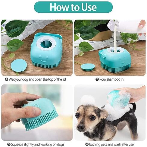 Dog Cat Bath Brush Comb Silicone Rubber Dog Grooming Brush Silicone Puppy Massage Brush Hair Fur Grooming Cleaning Brush Soft Shampoo Dispenser in Saudi Arabia