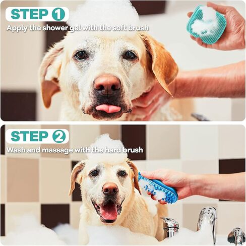 Dog Cat Bath Brush Comb Silicone Rubber Dog Grooming Brush Silicone Puppy Massage Brush Hair Fur Grooming Cleaning Brush Soft Shampoo Dispenser in Saudi Arabia