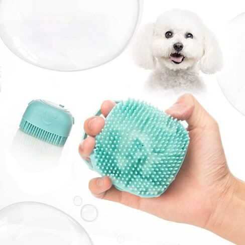 Dog Cat Bath Brush Comb Silicone Rubber Dog Grooming Brush Silicone Puppy Massage Brush Hair Fur Grooming Cleaning Brush Soft Shampoo Dispenser in Saudi Arabia