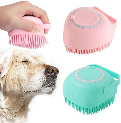 Dog Cat Bath Brush Comb Silicone Rubber Dog Grooming Brush Silicone Puppy Massage Brush Hair Fur Grooming Cleaning Brush Soft Shampoo Dispenser in Saudi Arabia