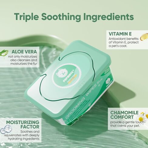 Natural Pet Grooming Wipes, 100 Fresh Counts, Extra Moist & Thick for Dogs & Cats, Puppies & Kittens(Pack of 2) in Saudi Arabia