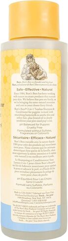 Burt's Bees for Pets Puppies Natural Tearless 2 in 1 Shampoo and Conditioner | Made with Buttermilk and Linseed Oil | Best Tearless Puppy Shampoo for Gentle Skin and Coat | Made in USA, 16 Oz in Saudi Arabia