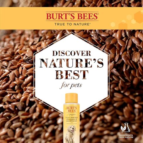 Burt's Bees for Pets Puppies Natural Tearless 2 in 1 Shampoo and Conditioner | Made with Buttermilk and Linseed Oil | Best Tearless Puppy Shampoo for Gentle Skin and Coat | Made in USA, 16 Oz in Saudi Arabia