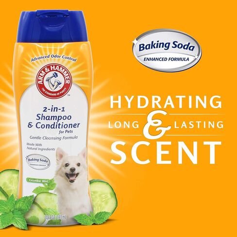 Arm & Hammer for Pets 2-In-1 Shampoo & Conditioner for Dogs | Dog Shampoo & Conditioner in One | Cucumber Mint, 20 Ounce Bottle Dog Shampoo and Conditioner for All Dogs in Kuwait