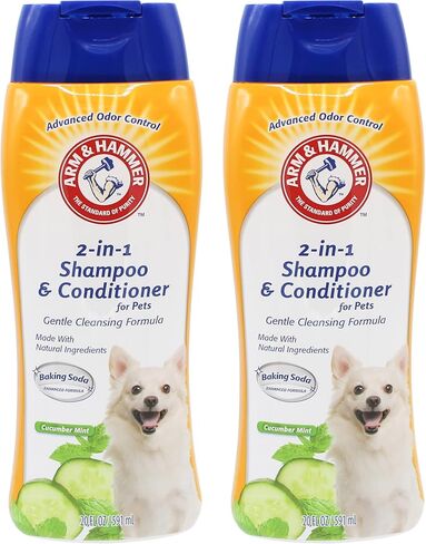 Arm & Hammer for Pets 2-In-1 Shampoo & Conditioner for Dogs | Dog Shampoo & Conditioner in One | Cucumber Mint, 20 Ounce Bottle Dog Shampoo and Conditioner for All Dogs in Saudi Arabia