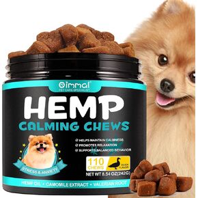 Calming Chews for Dogs, Dog Anxiety Relief and Stress, Hemp Dog Calming Treats for Separation Barking, Hemp Oil + Valerian Root, Dog Calming Aid for All Breeds & Sizes (330g) (Duck)