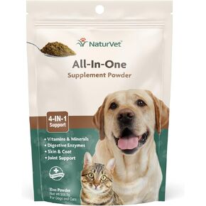 NaturVet All-in-One Dog Supplement - for Joint Support, Digestion, Skin, Coat Care – Dog Multivitamins with Minerals, Omega-3, 6, 9 – Wheat-Free Vitamins for Dogs – 240 Soft Chews
