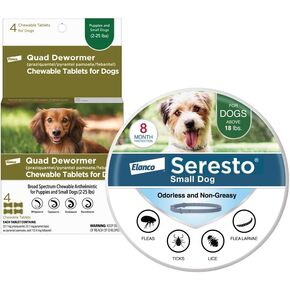 Elanco Chewable Quad Dewormer for Small Dogs, 2-25 lbs, 4 Chewable Tablets, White in Saudi Arabia