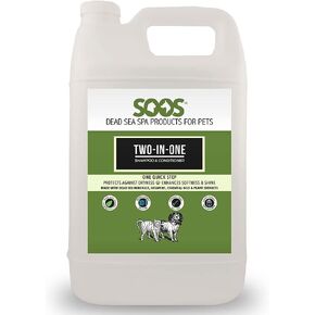 شامبو وبلسم Soos Dog شامبو وبلسم اثنين في واحد للحيوانات الأليفة والكلاب والقطط، معادن البحر الميت الطبيعية التي تمتص بعمق مع الفيتامينات والزيوت الأساسية والمكونات الطبيعية (1 × جالون 4 لتر) in Kuwait