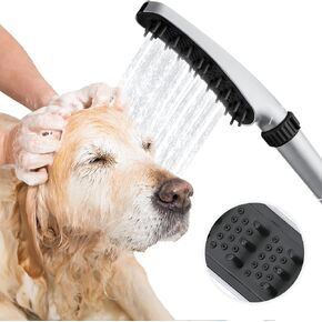 Pet Wand Shower Sprayer, Dog Shower Attachment, 1.8GPM Dog Shower & Bath Accessories with Faucet Head Hook Valve 9.8 Ft Steel Hose for Dogs Cats Bath Indoor Outdoor Blue & Grey in Kuwait