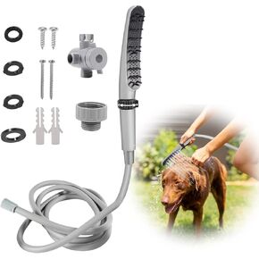 مرفق دش للكلاب في الداخل/الخارج، 4 إعدادات لضغط الماء وخرطوم غسيل الكلاب، مرفق دش استحمام احترافي للحيوانات الأليفة، 2 في 1، فرش استحمام ومنظف للكلاب مع خرطوم مرن بطول 9.8 قدم in Kuwait