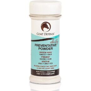 Coat Defense Daily Preventative Powder for Horses - Safe & Effective Equine Sweet Itch, Skin Funk, Scratches, & Rain Rot Treatment - Dry Shampoo for Horses, 8 oz Formula with All Natural Ingredients