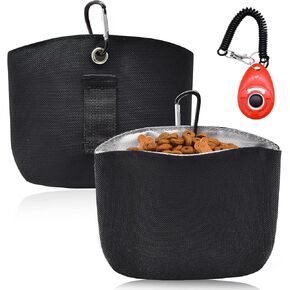 طقم تدريب الكلاب من كاتولك، 1 حقيبة محمولة لعلاج الكلاب مع 1 جهاز نقر لتدريب الكلاب للحزام، حقيبة علاج الكلاب مع مشبك وفتحة مغناطيسية، حقيبة علاج الحيوانات الأليفة بدون استخدام اليدين in Kuwait