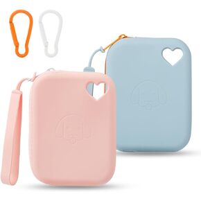 WALLFID Silicone Dog Treat Pouch 2PCS,Small Bag Pet Walking Bag for Dog and Cat,Pocket Size,Easy to Clean,Odorless,Zipper and Wrist Strap Design,Reusable,Travel Portable Training Bag (Blue&Pink)
