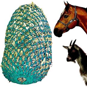 Majestic Ally 2"x2" Holes Slow Feed 40" Very Sturdy Hay Net with Bottom Ring for Desirous Horses, Nylon monofilament Rope Hanging, Adjustable Feeder for Trailer, Stall, and Portable Wear. (Black) in Saudi Arabia