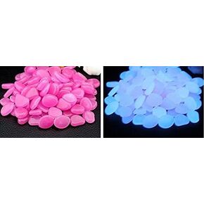 330pcs Glow in The Dark Pebbles Stone Garden Walkway Decor Outdoor Bulk Fish Tank Aquarium Glow Decorations Gravel Rocks (Blue Green Orange)
