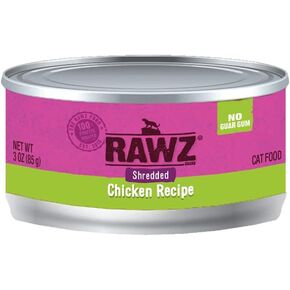 Rawz Natural Premium Shredded Canned Cat Wet Food - Grain Free Made with Real Meat Ingredients No BPA or Gums - 3oz Cans- 18 Count (Chicken)