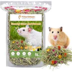 Pure Natural Hamsters Bedding Nesting, Small Animal Habitat Decoration, Hamster Cages Accessories, Pet Litter for Dwarf Syrian Hamsters, Gerbils, mices, Degus (Timothy and Flower, 5L) in Kuwait