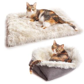 Furry Pet Bed/Mat (Convertible) - Grey