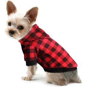 Plaid Dog Hoodie Sweatshirt Sweater for Large Dogs Cat Puppy Clothes Coat Warm and Soft(L)