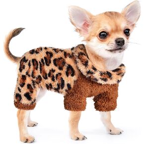 Happy New Year Turtleneck Dog Pajamas for Small Dogs, Fleece Sweater Winter Cute Tiny Clothes Outfit, Puppy Pet Jumpsuits Chihuahua Yorkie Cat Clothing(Beige, X-Small)