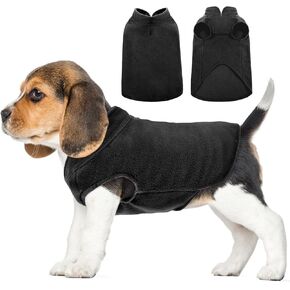 FUAMEY Dog Fleece Vest,Warm Sweatshirt Puppy Stretchy Sweater Pullover Dog Turtleneck Coat Dog Winter Jacket with Leash Hole, Dachshund Sweaters Yorkie Clothes for Small Medium Large Dogs Black XS