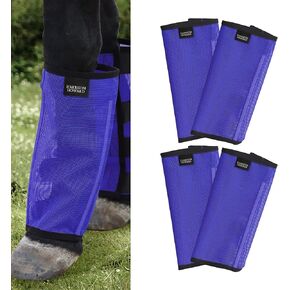 Harrison Howard Loose Fitting Fly Boots UV-Protective Extra Tough Mesh Ventilated Four Fasteners Stay-on Design Protect Horse Legs & Stomp-Reducing Set of 4 Dark Grey Mini