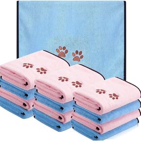 12 Packs Dog Drying Towels Dog Grooming Microfiber Towel Absorbent Soft Pet Towels with Embroidered Claw Towels Accessories Quick Drying of Dogs, Cats Pet 20 x 35 Inches in Kuwait