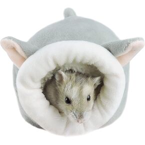 WishLotus Hamster Bed, Mini Soft and Warm Hamster House Cute Non-Slip Hamster Sleeping nest Small Animals Bedding House for Dwarf Hamsters, Mini Hedgehogs and Small Pets (Grey)