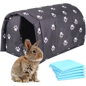 Hamiledyi Bunny Cave Bed Small Animal Warm Nest Habitats Guinea Pig Hideouts Stray Cats Shelter Cage Accessorie for Hamster Cats Rat Mice Chinchilla Flying Squirrel (Black)