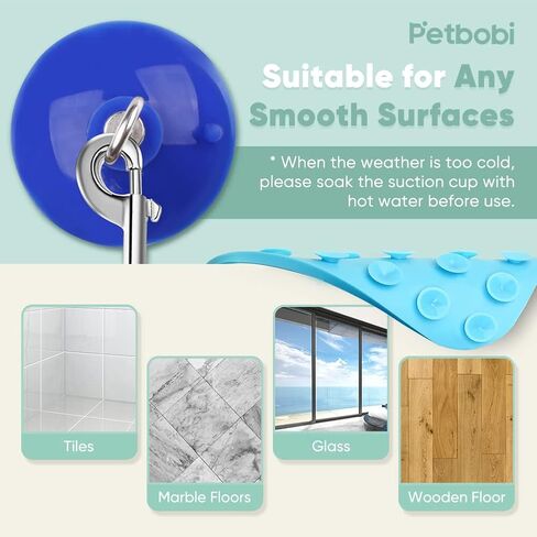 Petbobi Adjustable Dog Bath Tether, Dog Bathing Leash with Heavy Suction Cup and Soft Bath Brush, Dog Grooming Tub Restraint Perfect for Shower, Blowing, Trimming and Brushing Your Pet with Ease in Saudi Arabia