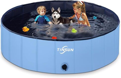 Dog Pool for Large Dog, Heavy Duty TINSUN Foldable Plastic Bath Tubs for Pet, Portable Bathtubs for Pet, Grooming Shower Bath for Pet, 63 inchs in Kuwait