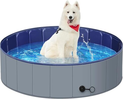 Dog Pool, Foldable Portable Plastic Pool for Kids, Dog Bathtub for Dogs Slip-Resistant (Blue 40" x 12") in Saudi Arabia
