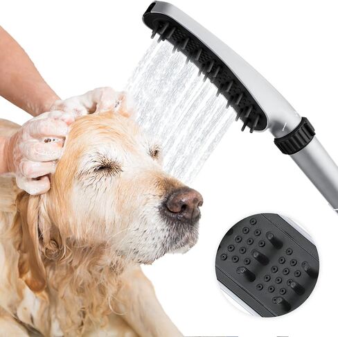 Pet Wand Shower Sprayer, Dog Shower Attachment, 1.8GPM Dog Shower & Bath Accessories with Faucet Head Hook Valve 9.8 Ft Steel Hose for Dogs Cats Bath Indoor Outdoor Blue & Grey in Kuwait