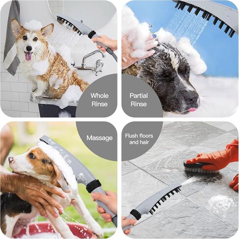 Pet Wand Shower Sprayer, Dog Shower Attachment, 1.8GPM Dog Shower & Bath Accessories with Faucet Head Hook Valve 9.8 Ft Steel Hose for Dogs Cats Bath Indoor Outdoor Blue & Grey in Kuwait