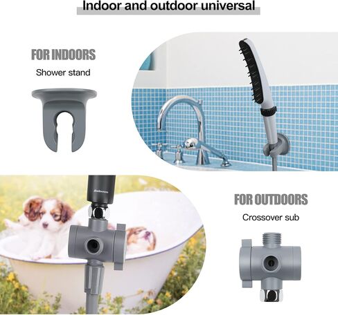 Pet Wand Shower Sprayer, Dog Shower Attachment, 1.8GPM Dog Shower & Bath Accessories with Faucet Head Hook Valve 9.8 Ft Steel Hose for Dogs Cats Bath Indoor Outdoor Blue & Grey in Kuwait